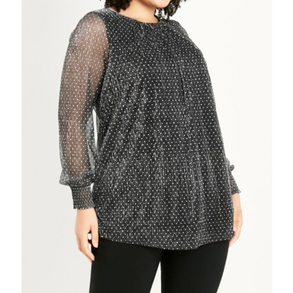 NWOT Avenue Sparkle Plisse Blouse sz18